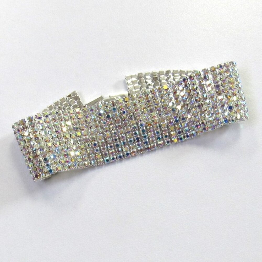 Silver Iridescent Rhinestone Sparkle Bracelet Evening Wedding Formal